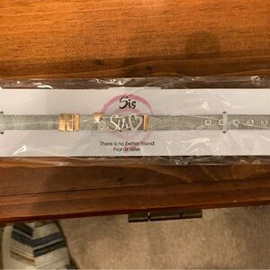 Sis Heart 'Sis' Silver and Gold Two-Tone Bracelet